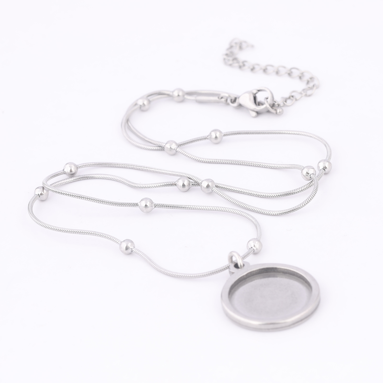 Pendant Blank Bezel - 2 Stuks Rvs Ball Chain Ketting