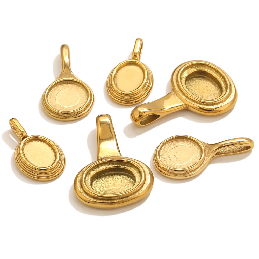 Pendant Blank Bezel - 5 stuks roestvrij staal ronde ovale