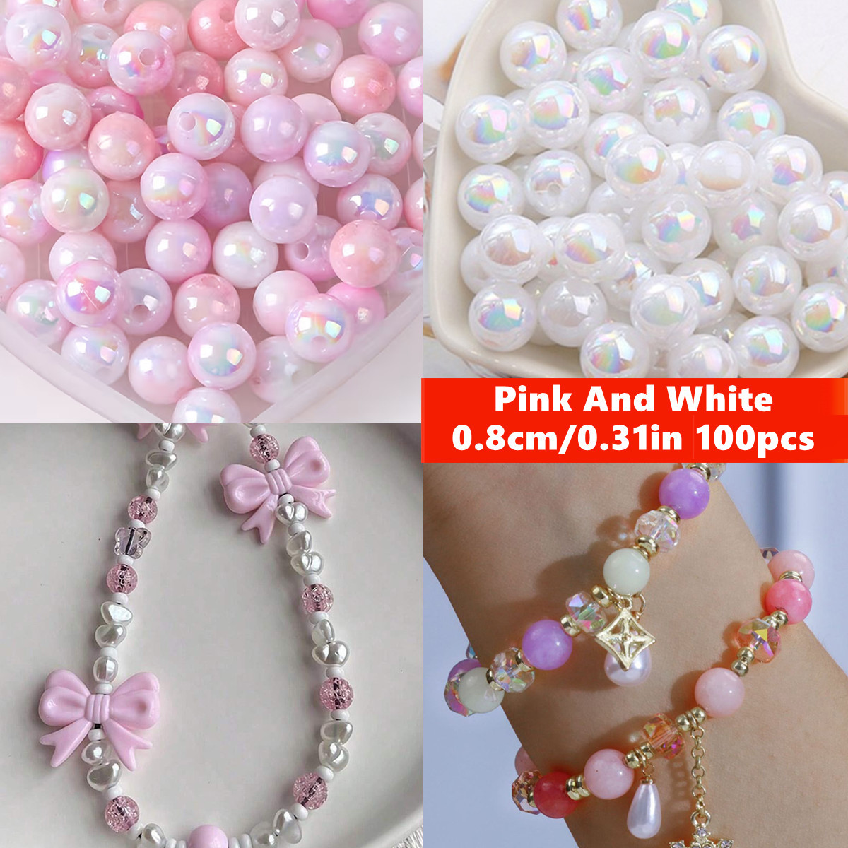 Jewelry Making For Couples - 8mm 100 stuks roze schattig en