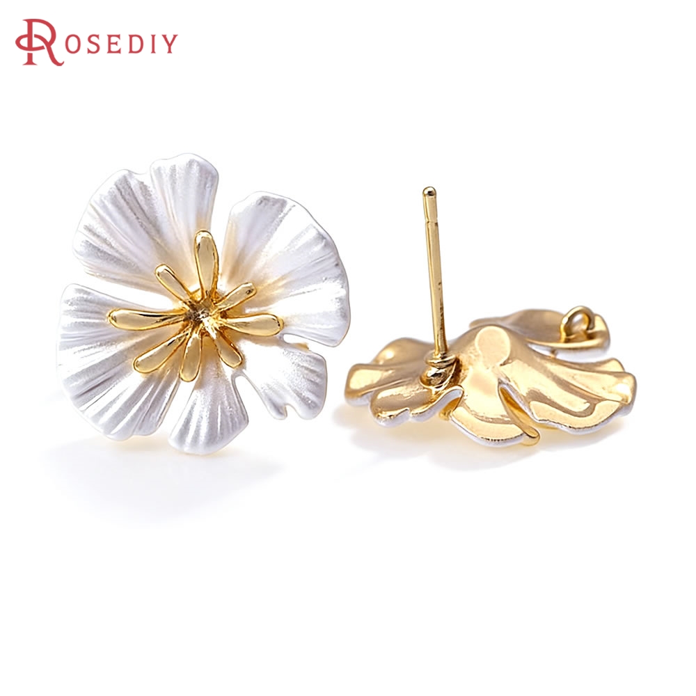 Jewelry Making Metal - 18K goudkleurige messing bloem oorknopjes oorbellen