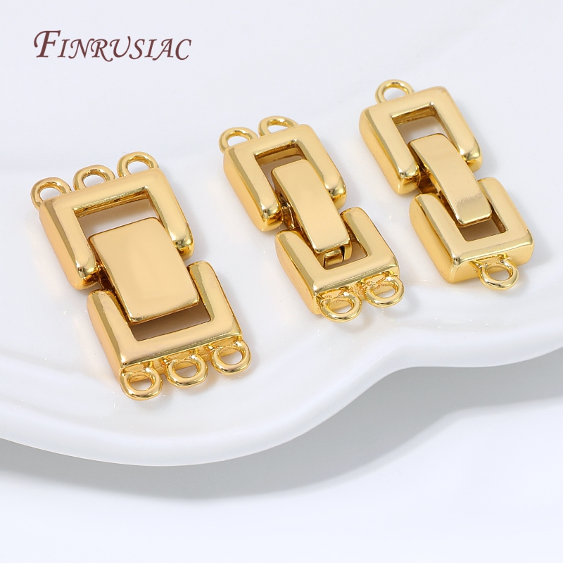 Jewelry Making Beads - 18K vergulde multi-strengs sluiting connector rechthoekige
