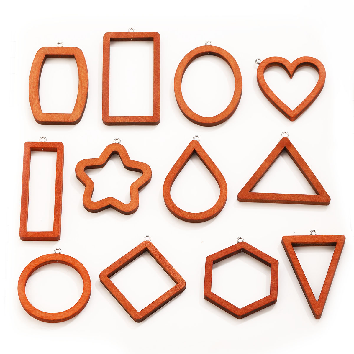 Pendant Blank Bezel - 10 STKS Driehoek Rechthoek Hout Geometrische